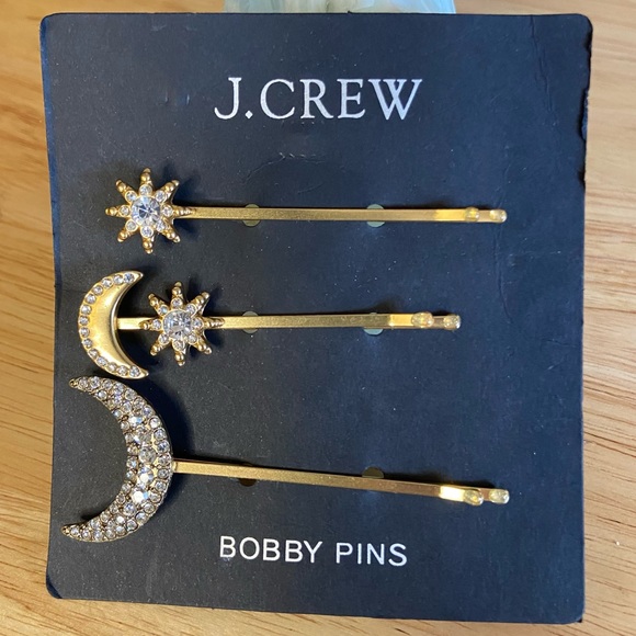 J. Crew Accessories Nwt Jcrew Celestial Bobby Pin Pack Gold Set Of 3 Moon And Star Hair Pins